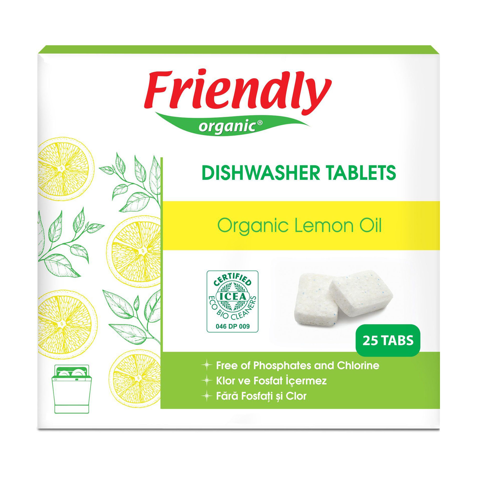 Органічні таблетки для миття посуду в посудомийній машині Friendly Organic Лимон, 25 шт